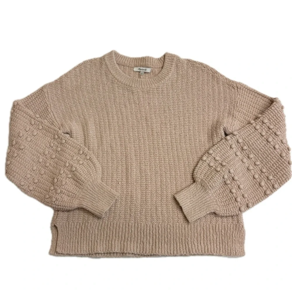 Madewell Sweater Womens Small Tan Avalon Bobble Sleeve Chunky‎ Knit Boho Cozy